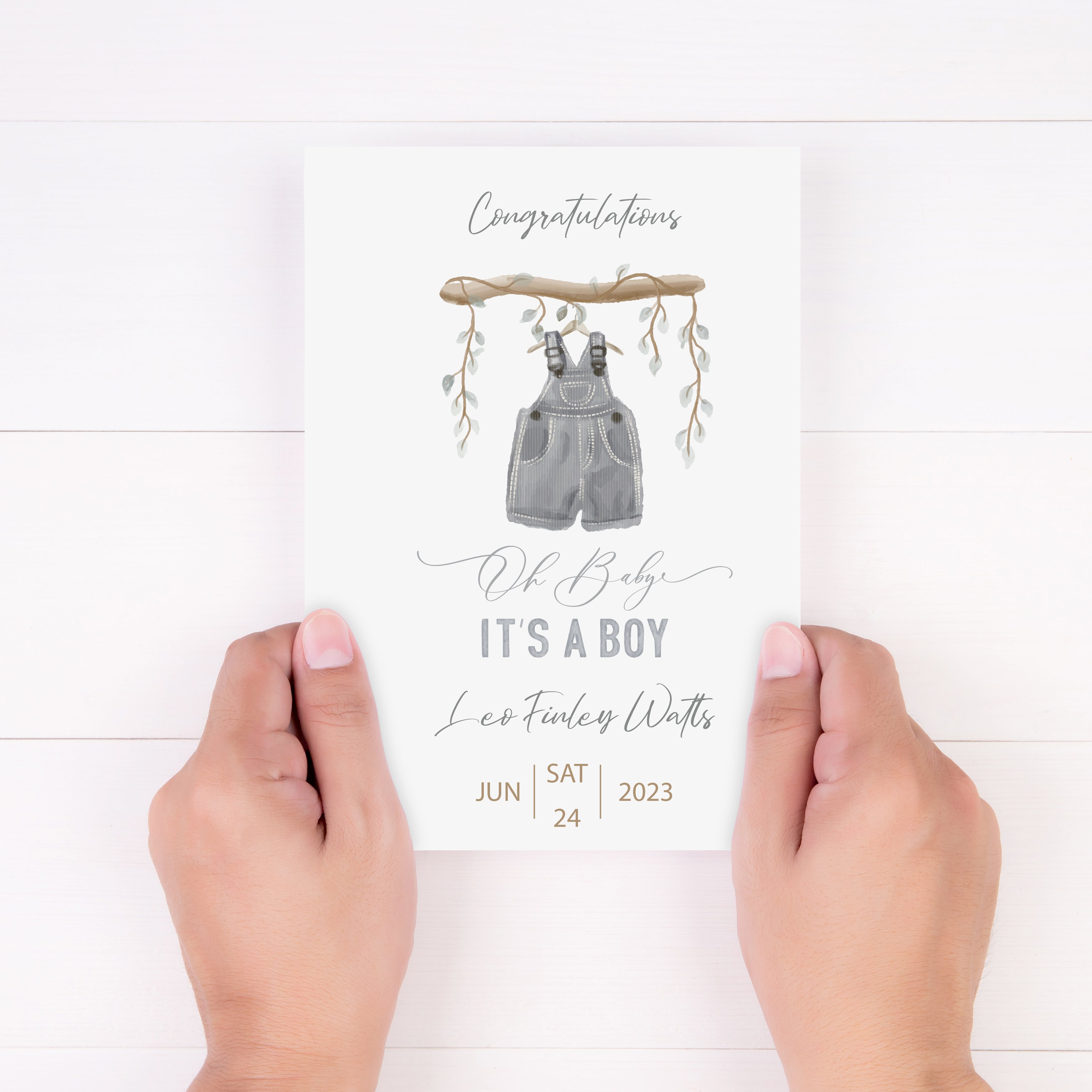 New Baby Boy Personalised Card