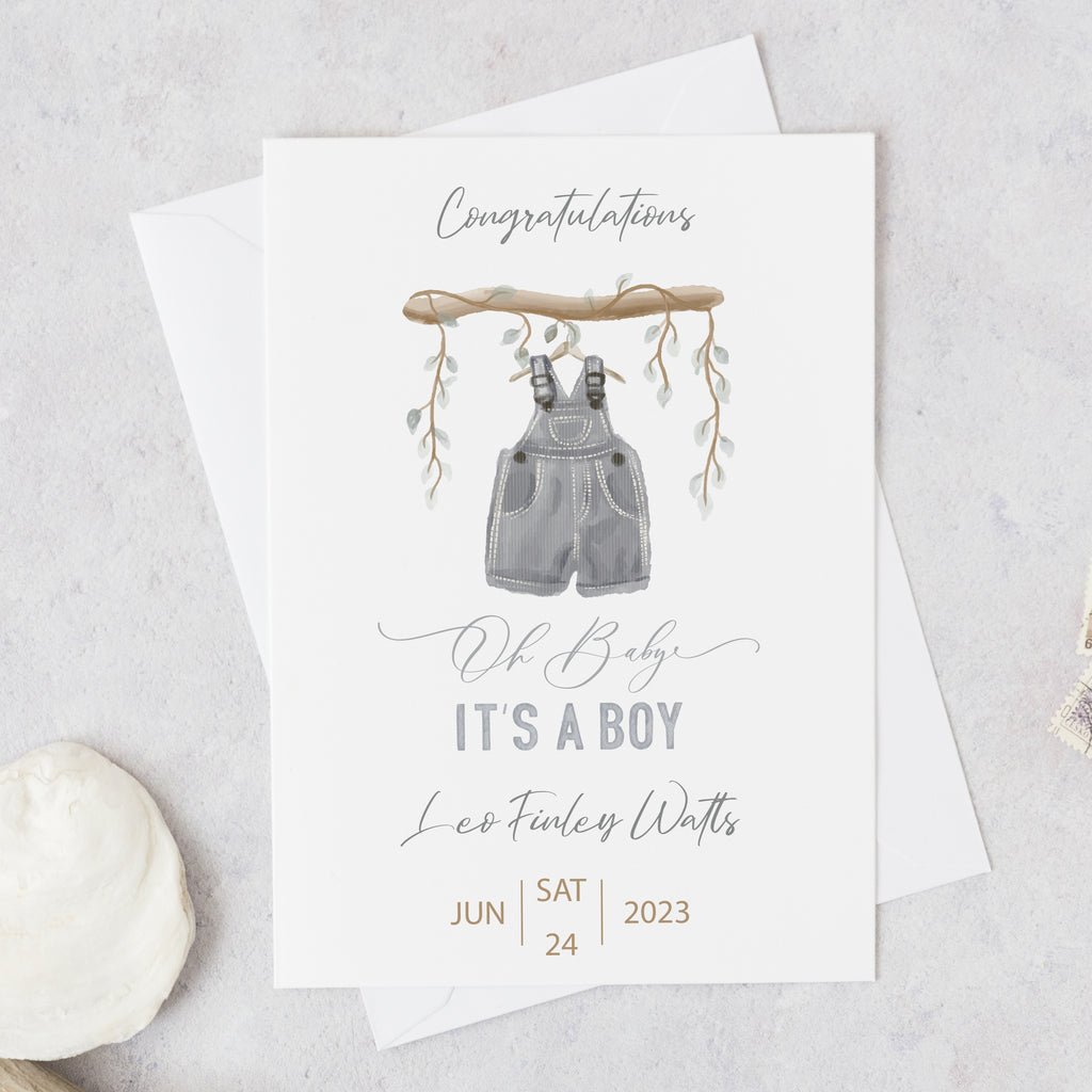 New Baby Boy Personalised Card