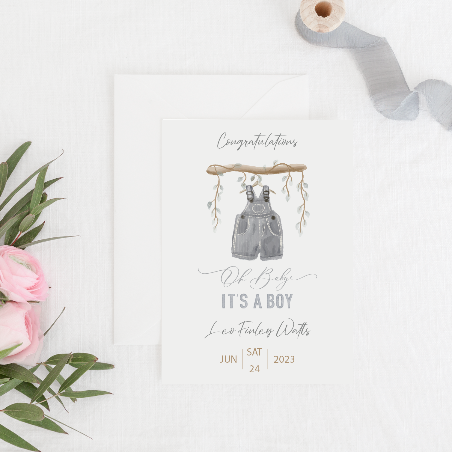 New Baby Boy Personalised Card