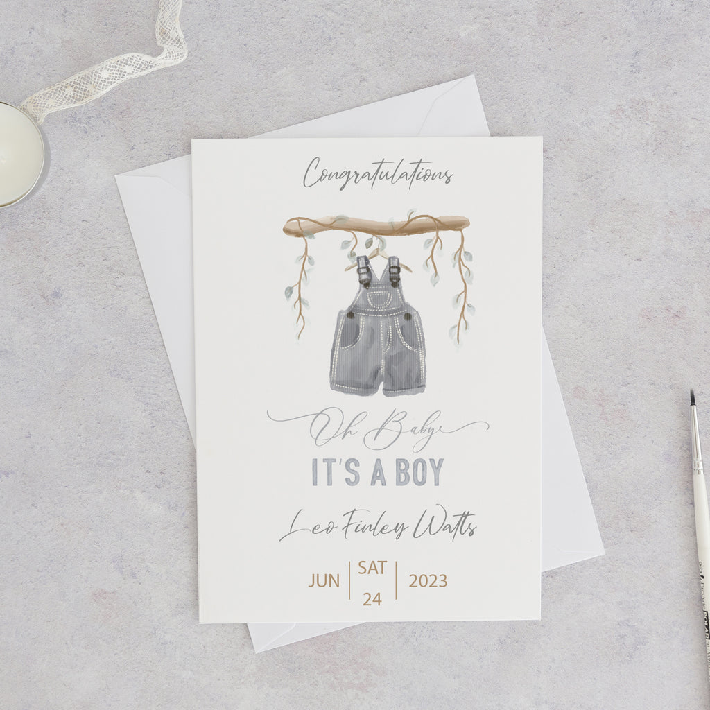 New Baby Boy Personalised Card