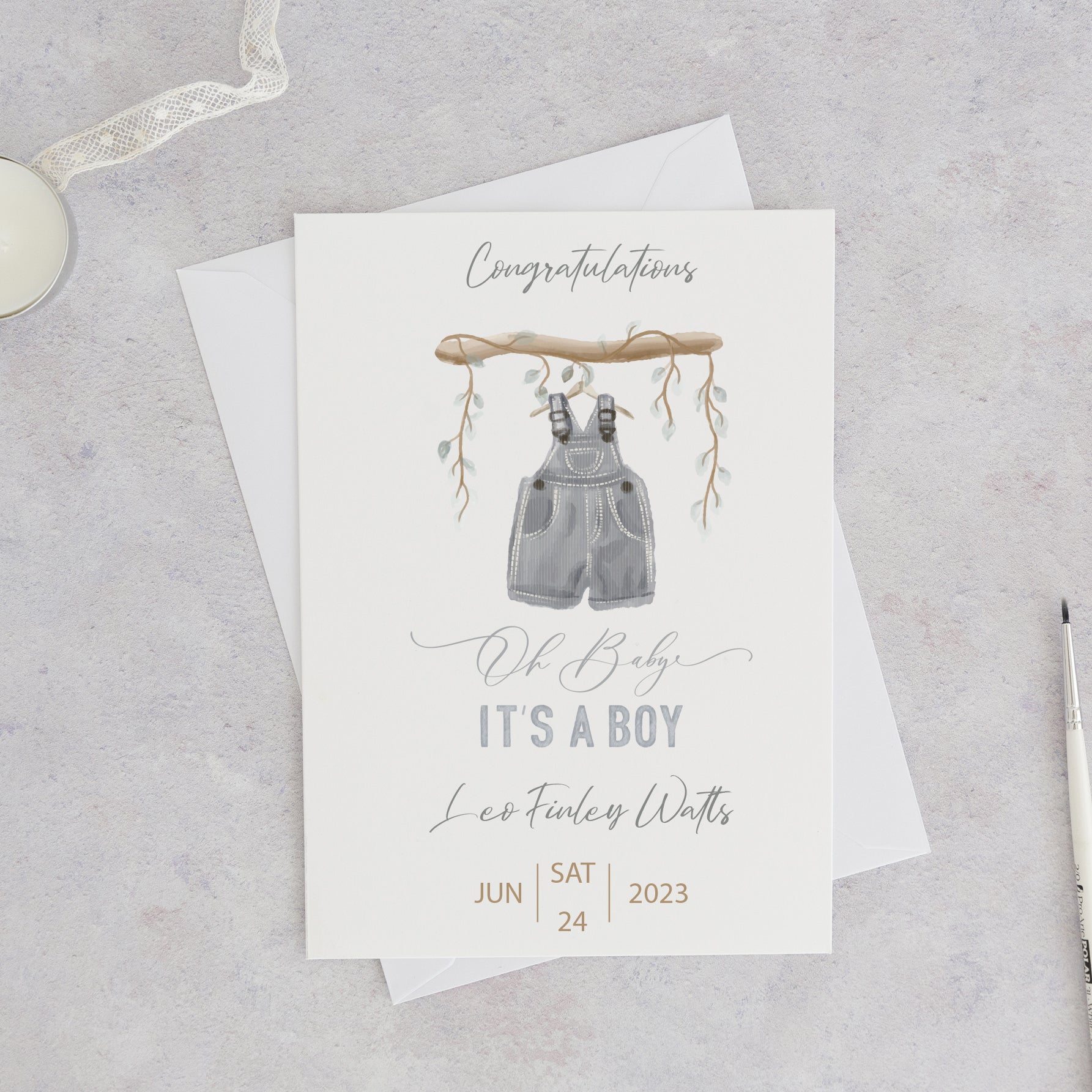 New Baby Boy Personalised Card