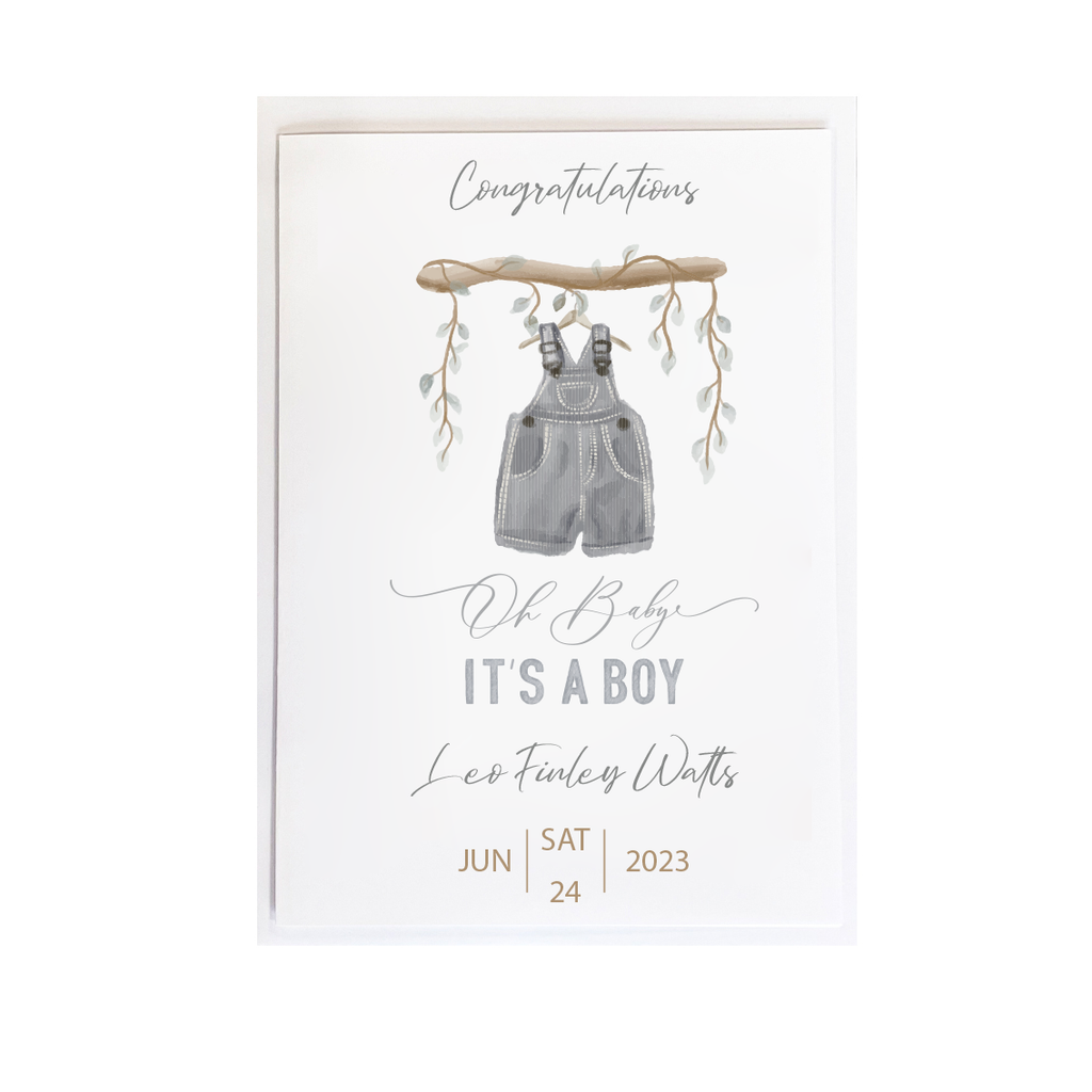 New Baby Boy Personalised Card