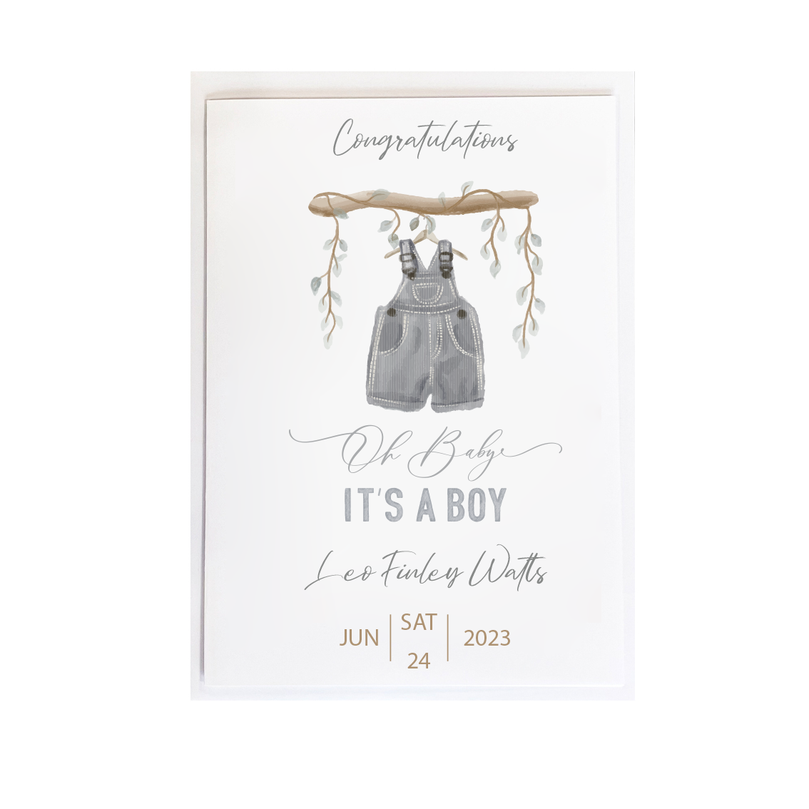 New Baby Boy Personalised Card