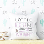 Personalised New Baby Cushion Birth Announcement