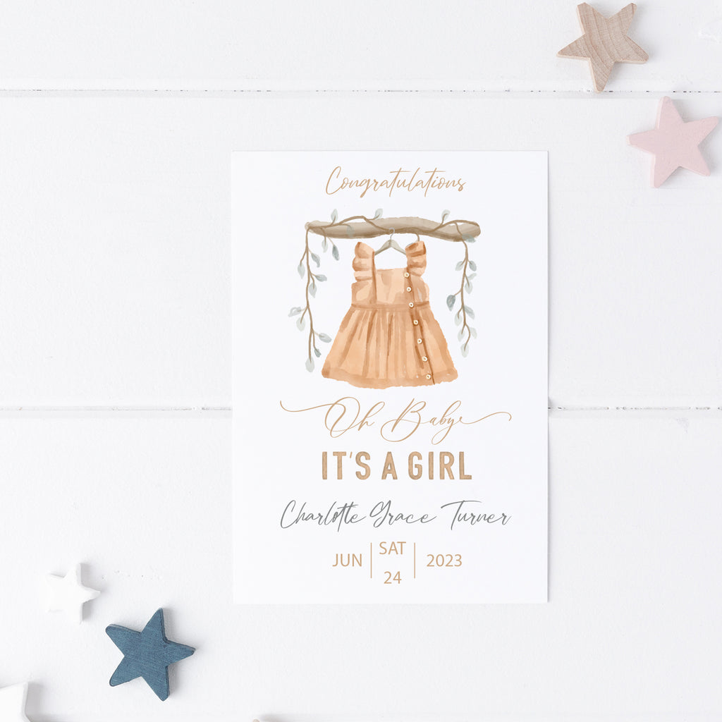 New Baby Girl Personalised Card