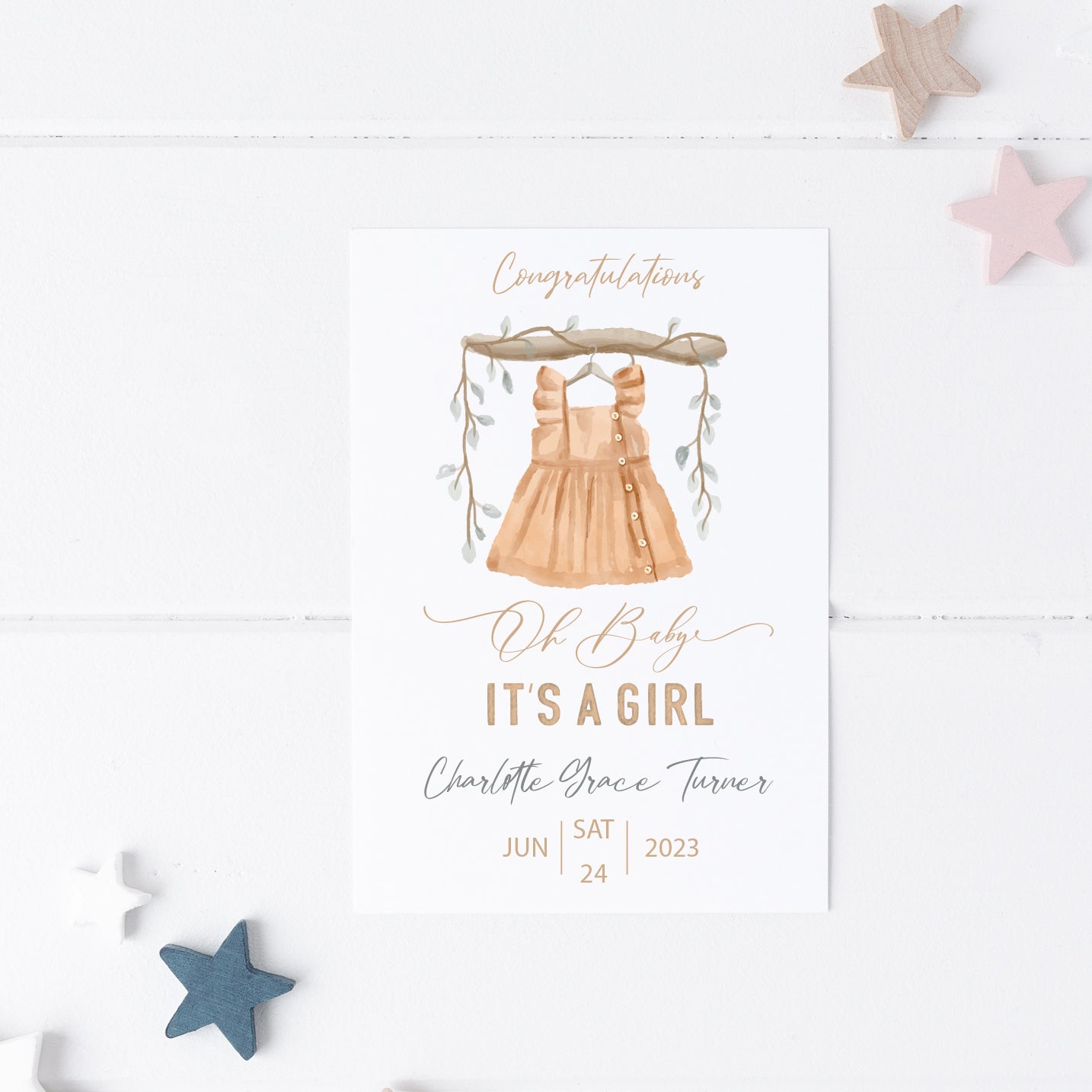 New Baby Girl Personalised Card