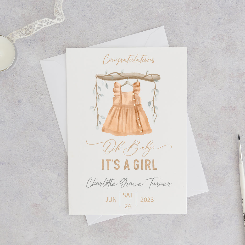 New Baby Girl Personalised Card