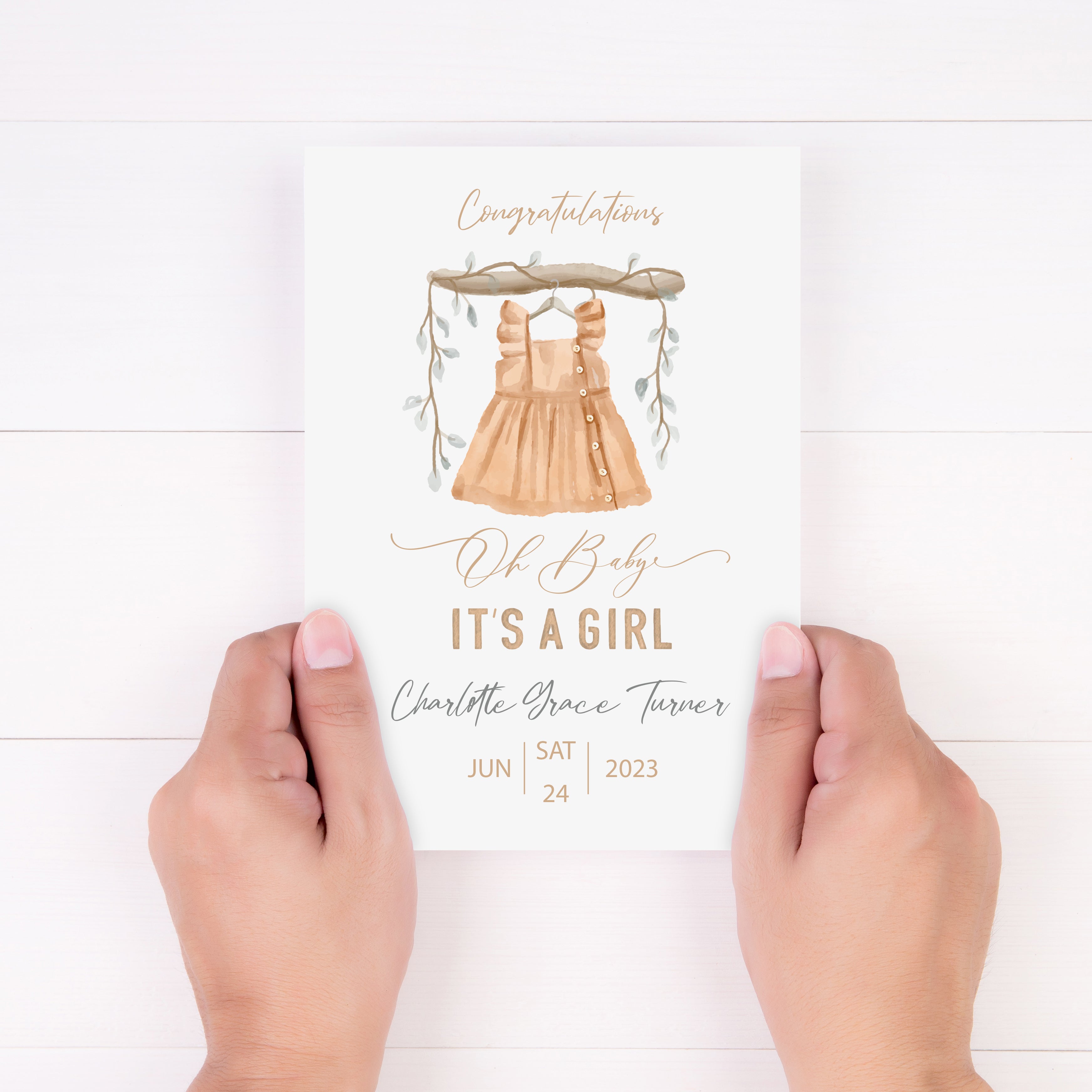 New Baby Girl Personalised Card