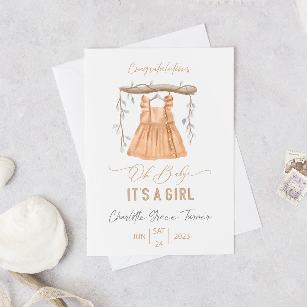 New Baby Girl Personalised Card