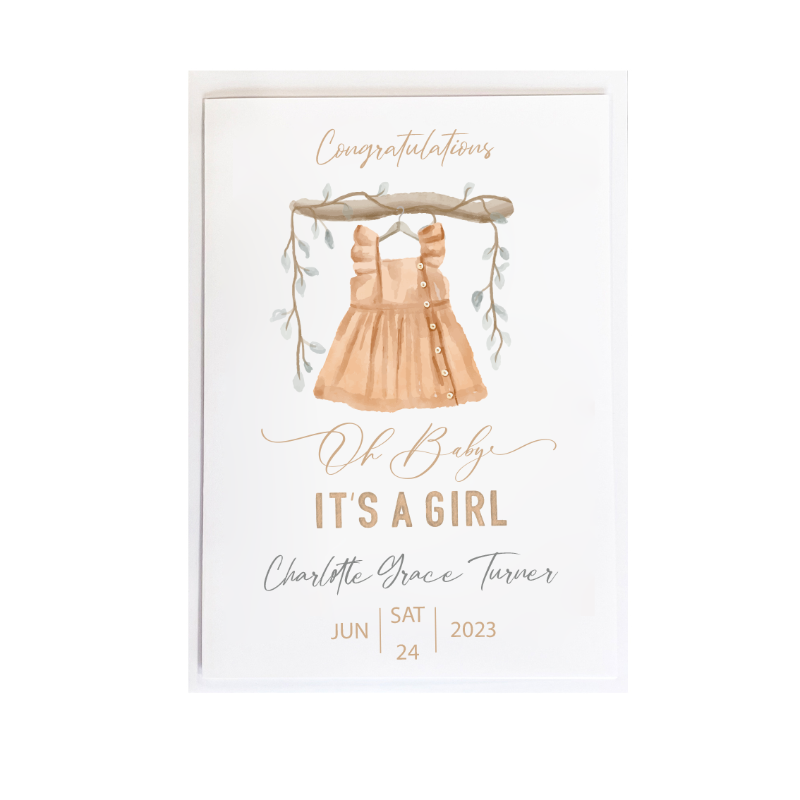 New Baby Girl Personalised Card