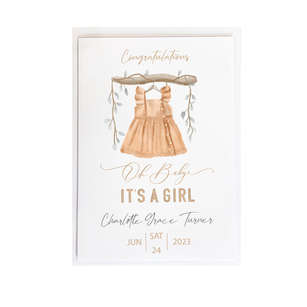 New Baby Girl Personalised Card