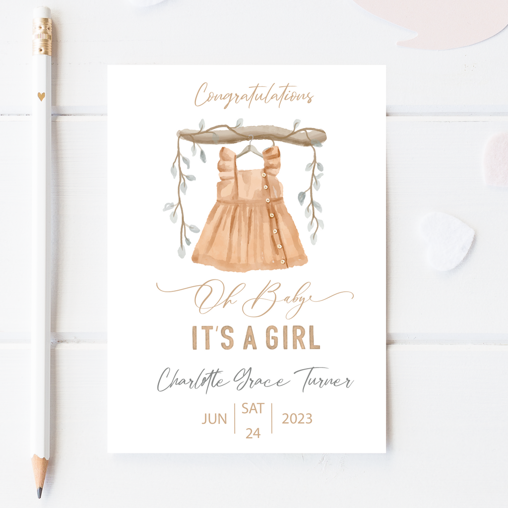 New Baby Girl Personalised Card