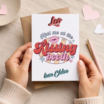 Meet Me At The Kissing Booth Personalised Card