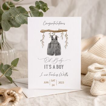 New Baby Boy Personalised Card