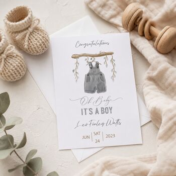 New Baby Boy Personalised Card