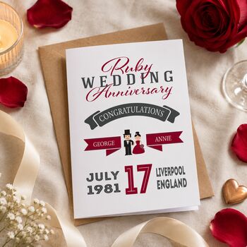 Personalised Ruby Wedding Anniversary Card