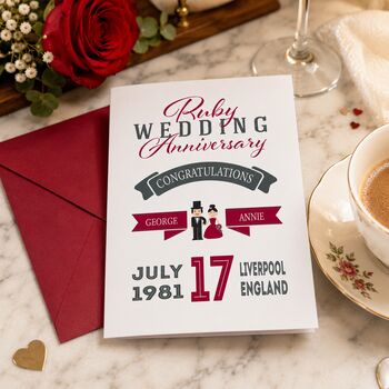 Personalised Ruby Wedding Anniversary Card