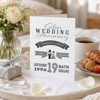 Personalised Silver Wedding Anniversary Card