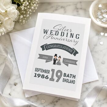 Personalised Silver Wedding Anniversary Card