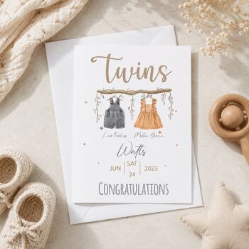 Personalised Twins New Baby Card