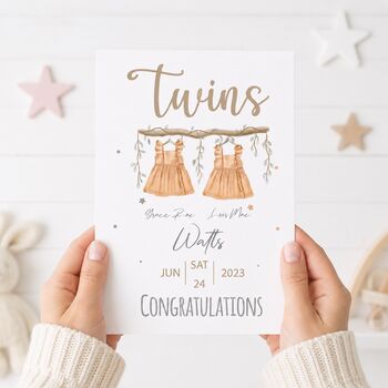 Personalised Twins New Baby Card