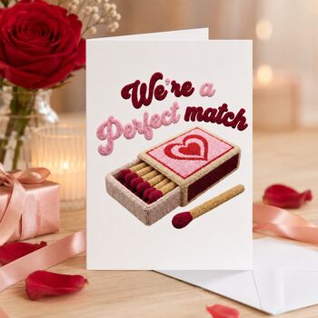 We Are The Perfect Match Crochet Valentine's Card