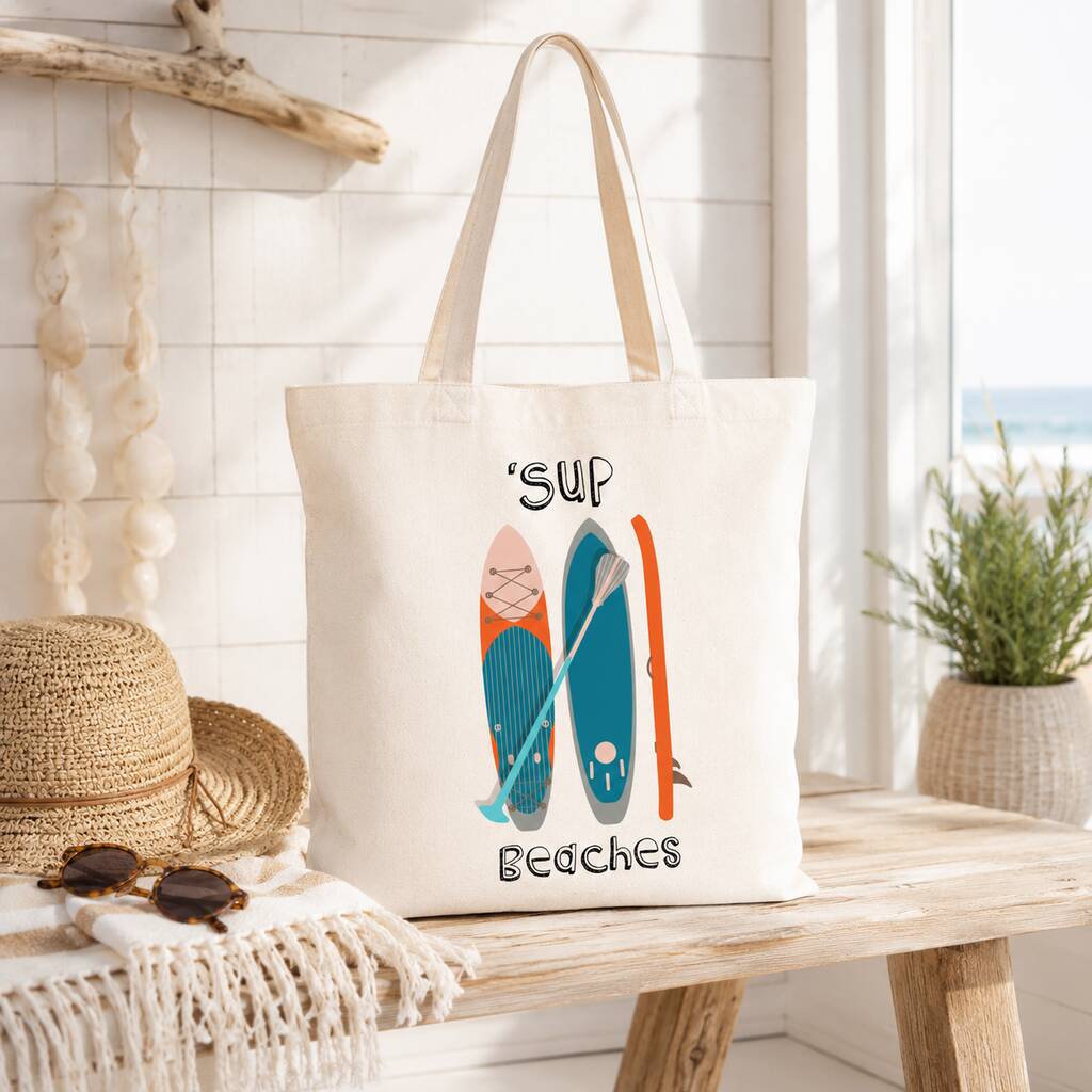 Sup Beaches Paddleboard Tote Bag
