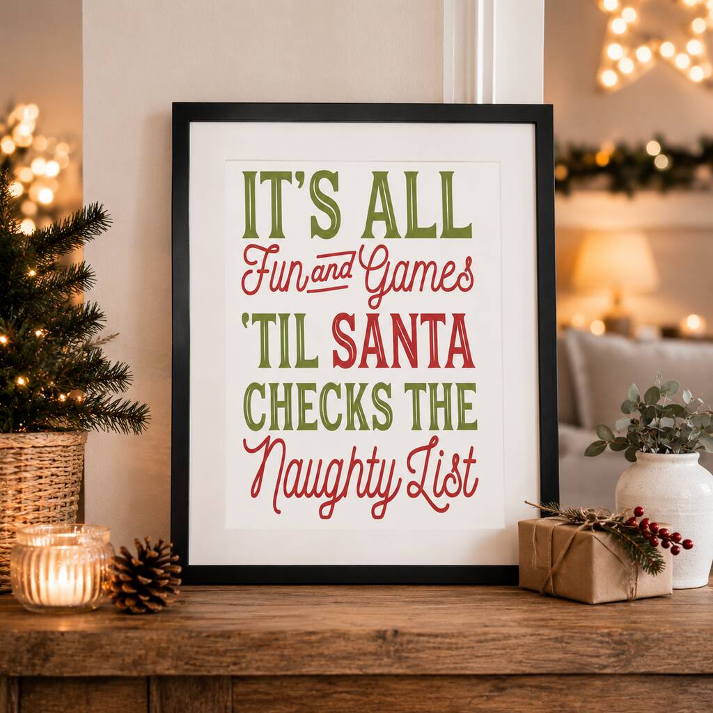 Personalised Naughty List Family Christmas Print
