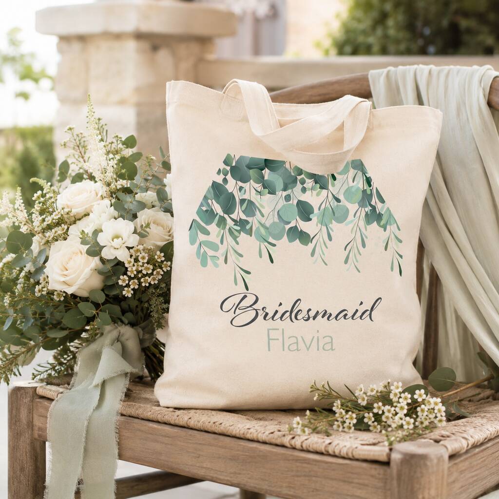 Personalised Botanical Bridal Party Tote Bag