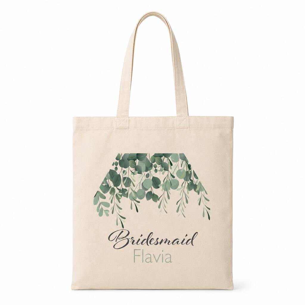 Personalised Botanical Bridal Party Tote Bag