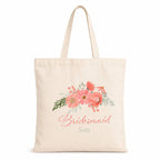 Personalised Peach Floral Bridal Party Tote Bag