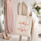 Personalised Pink Floral Bridal Party Tote Bag