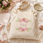 Personalised Pink Floral Bridal Party Tote Bag