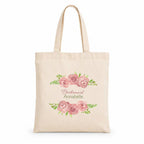 Personalised Pink Floral Bridal Party Tote Bag