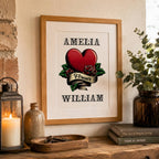 Personalised Tattoo Style Couples Print