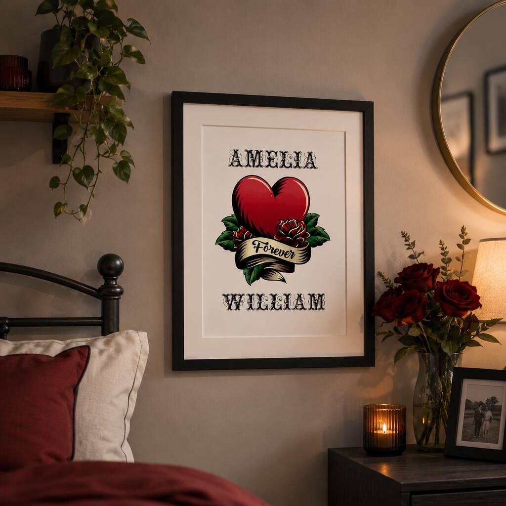 Personalised Tattoo Style Couples Print