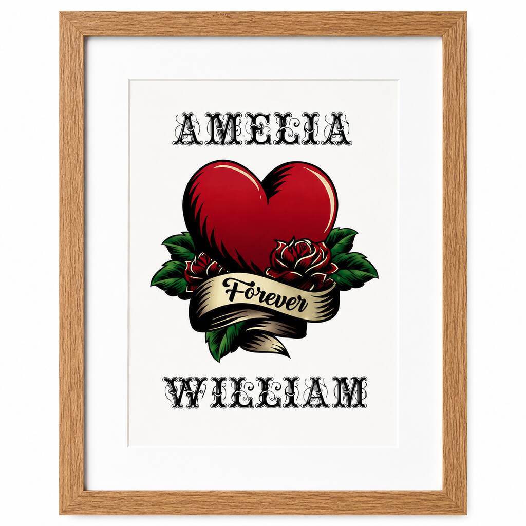 Personalised Tattoo Style Couples Print