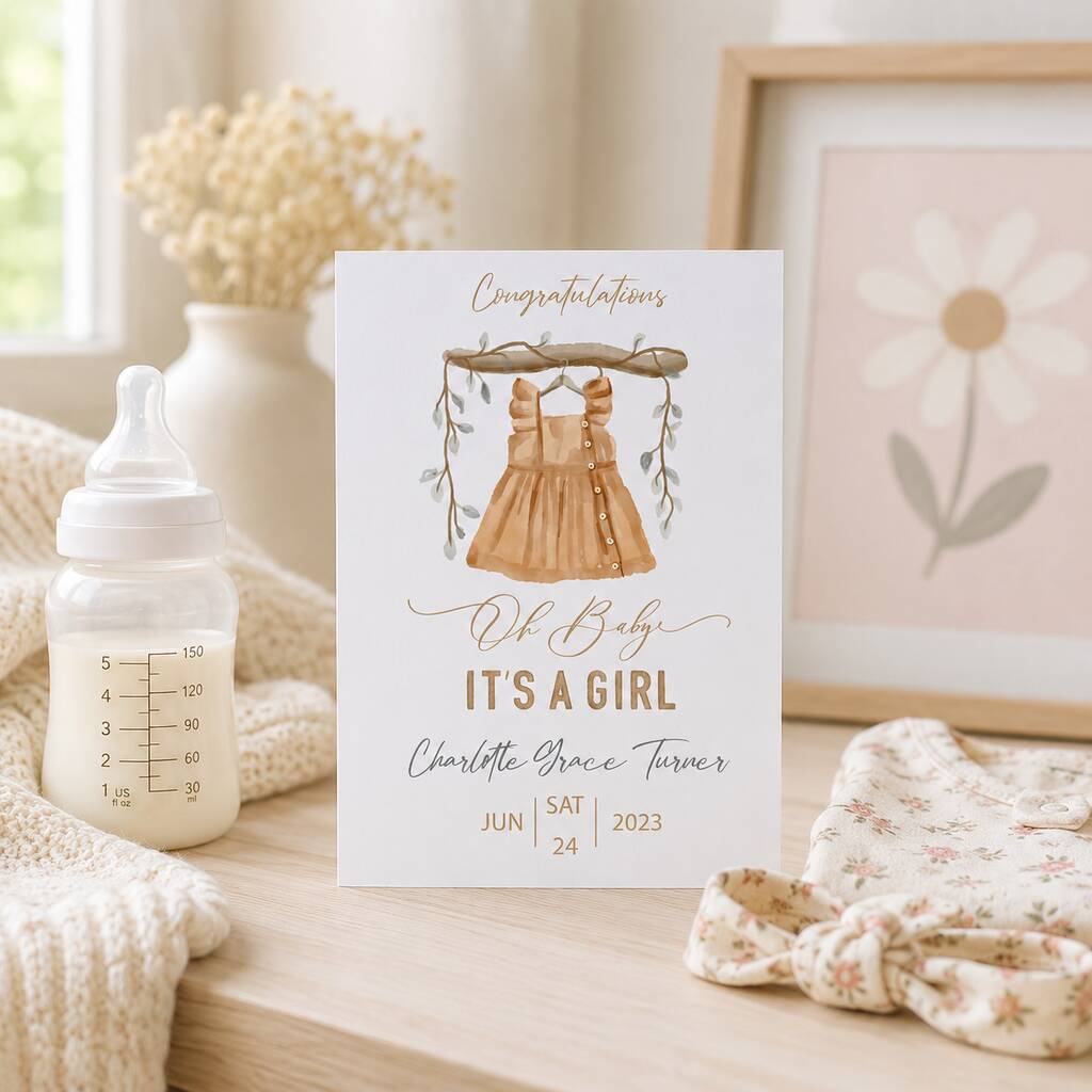 New Baby Girl Personalised Card