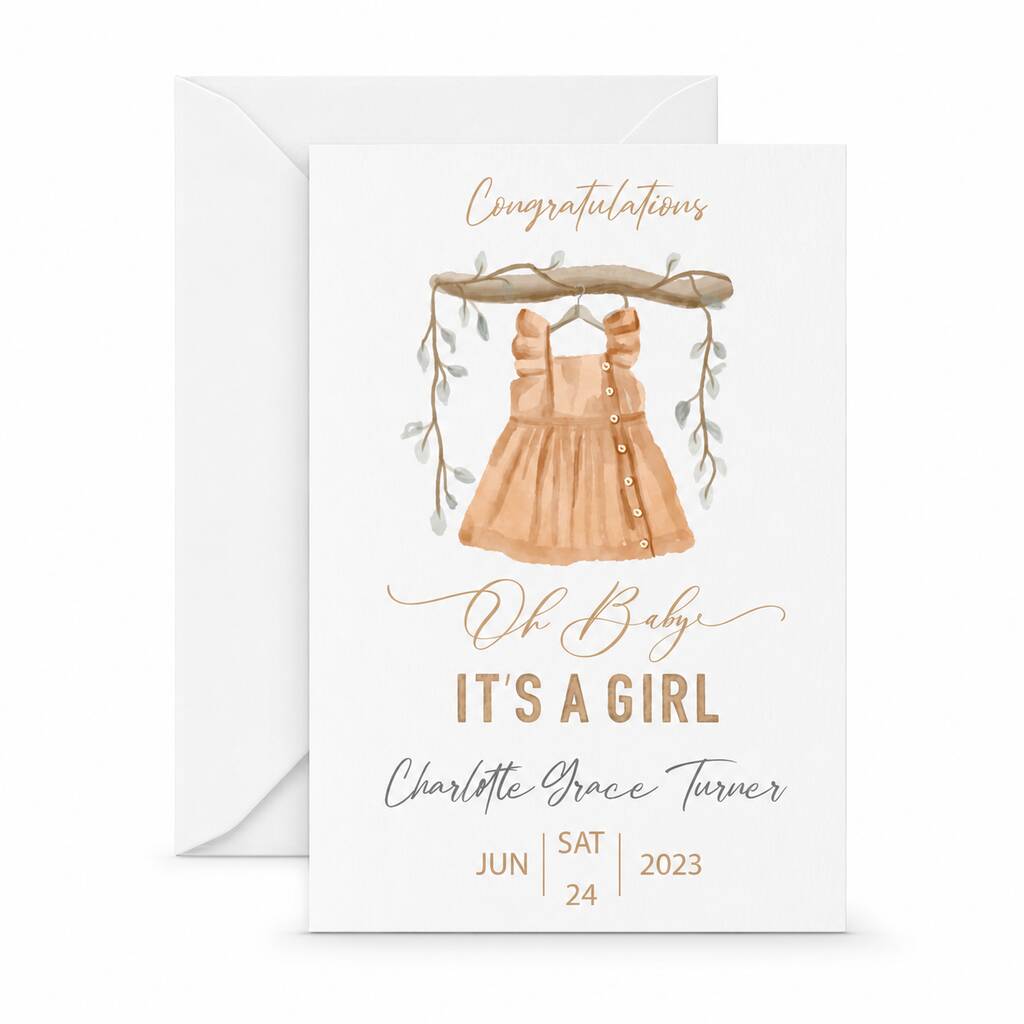 New Baby Girl Personalised Card