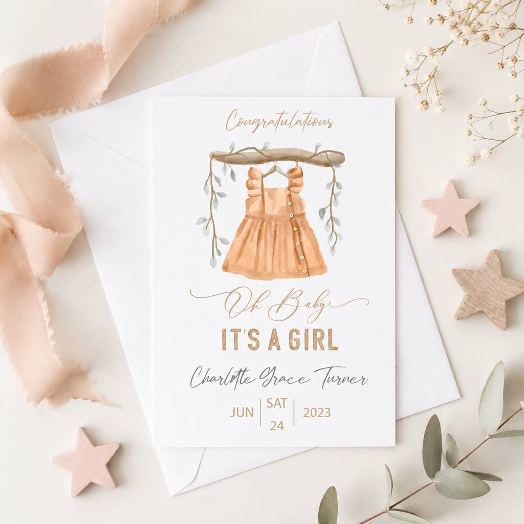 New Baby Girl Personalised Card
