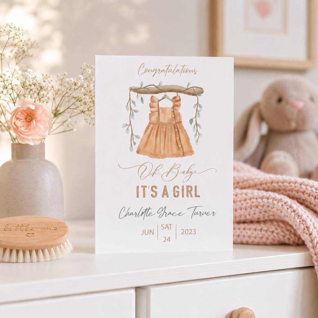 New Baby Girl Personalised Card