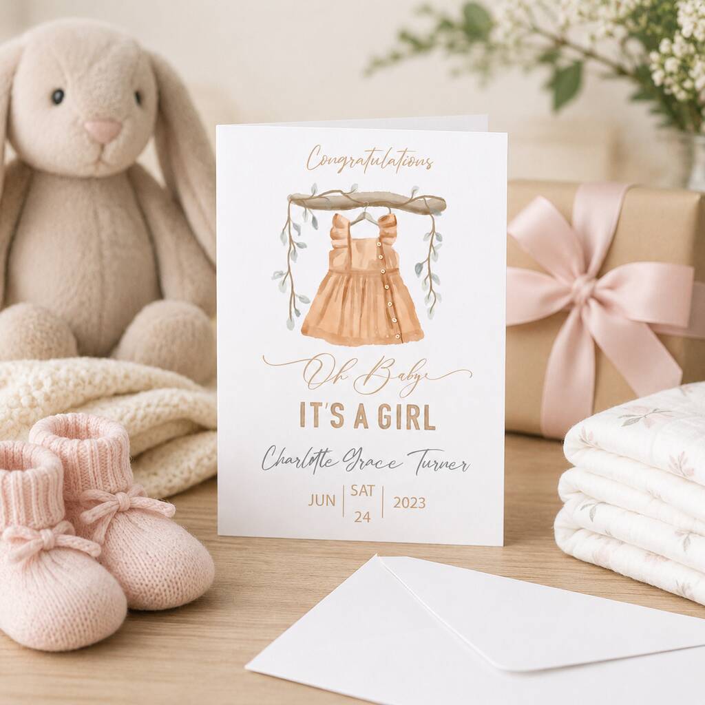 New Baby Girl Personalised Card