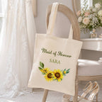 Personalised Sunflower Bridal Party Tote Bag