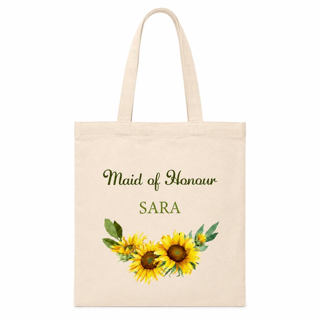Personalised Sunflower Bridal Party Tote Bag