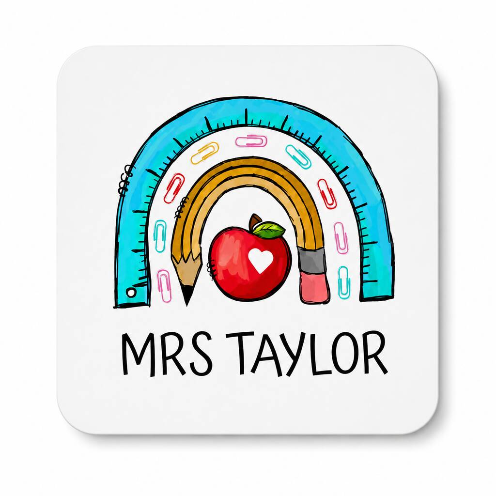 Personalised Rainbow Teacher Coaster