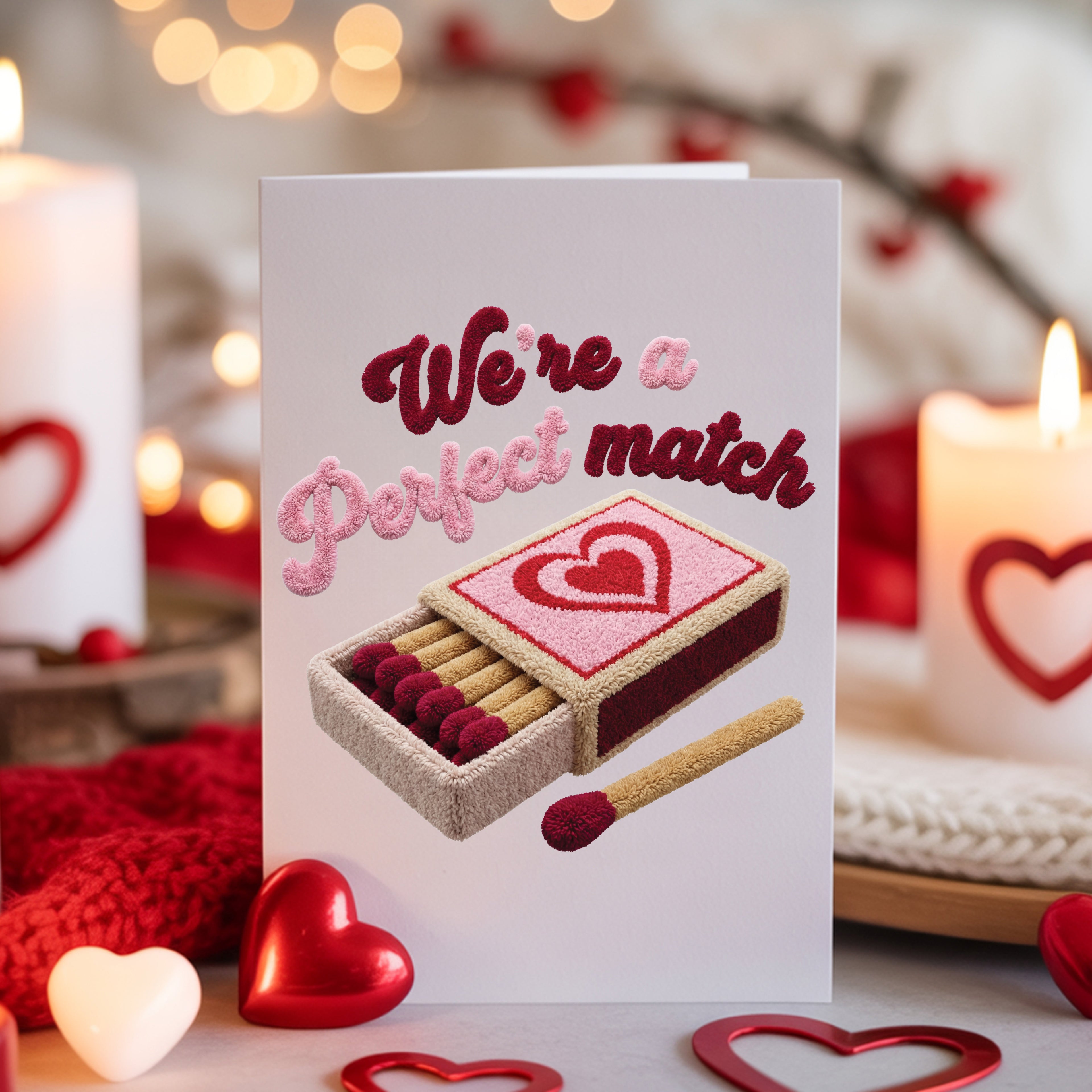 We Are The Perfect Match Faux Crochet Valentine's Card