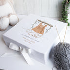 Personalised newborn keepsake box with smooth white finish and hand-drawn illustration, perfect for celebrating a baby’s arrival.
