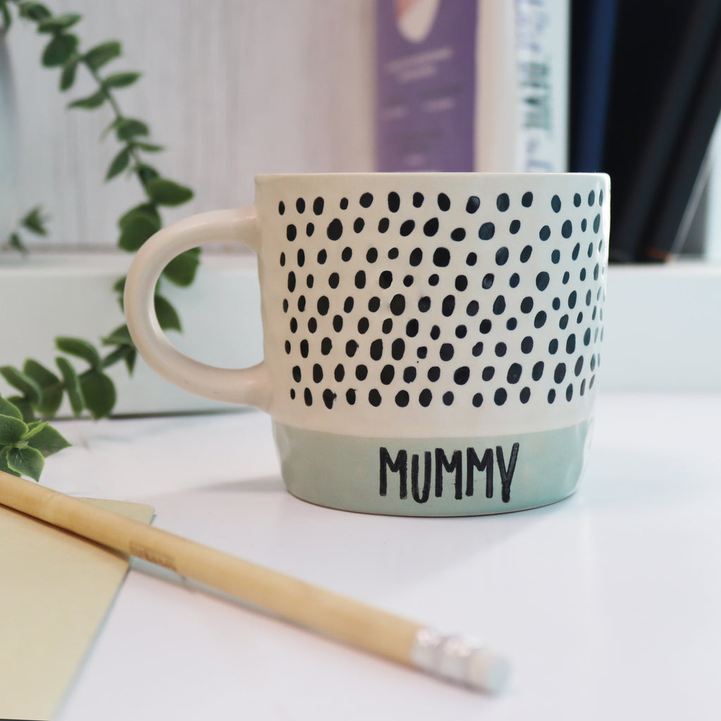 Personalised Sage Stoneware Glazed Hand Engraved Mug