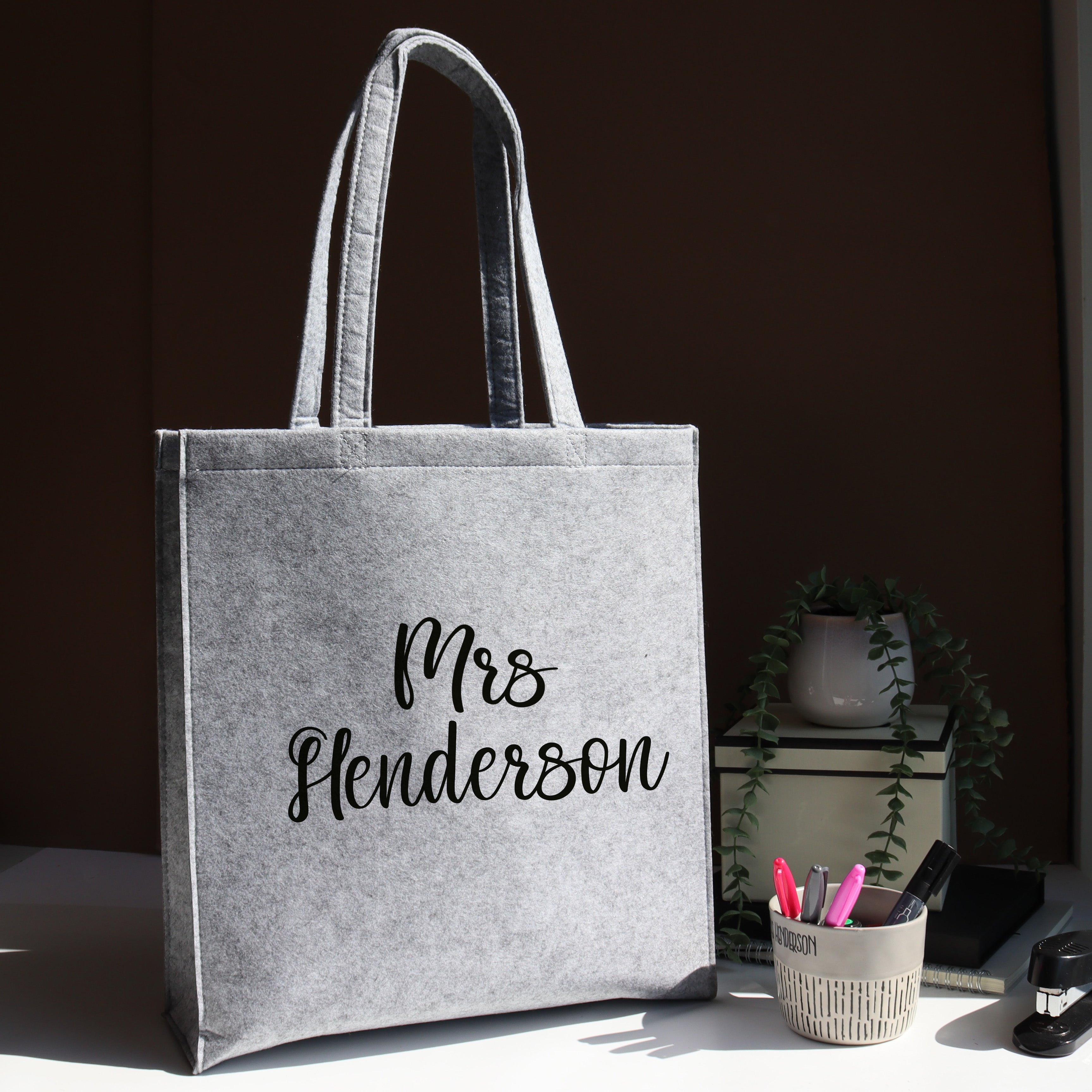 Personalised Teacher Felt Tote Bag