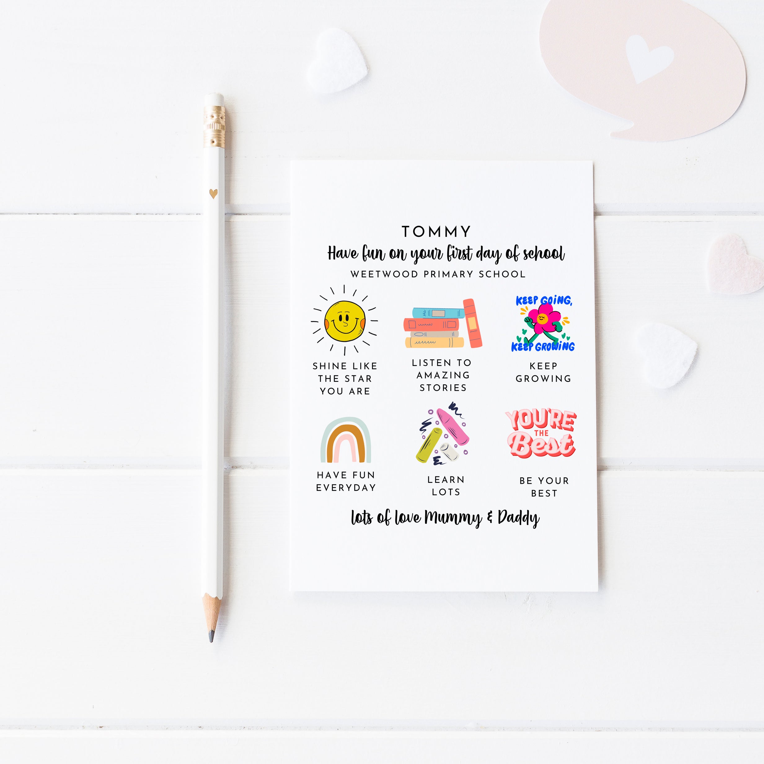 Personalised First Day Of School Card